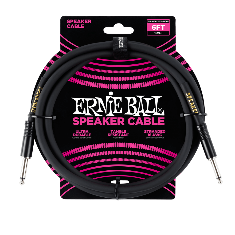 ERNIE BALL CLASSIC SPEAKER CABLE STRAIGHT/STRAIGHT 6FT - BLACK