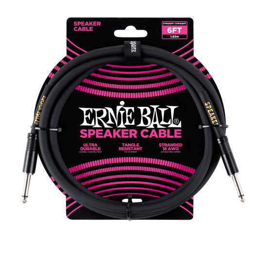 ERNIE BALL CLASSIC SPEAKER CABLE STRAIGHT/STRAIGHT 6FT - BLACK