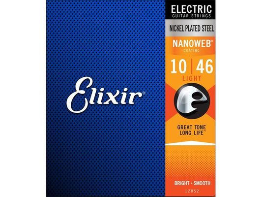 Elixir 10-46 Nanoweb Nickel Plated Steel Electric Guitar Strings, Light