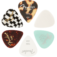 FENDER 351 SHAPE MATERIAL MEDLEY THIN GUITAR PICKS, 6 PACK