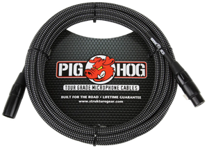 PIG HOG “BLACK WOVEN” MICROPHONE CABLE, 20FT